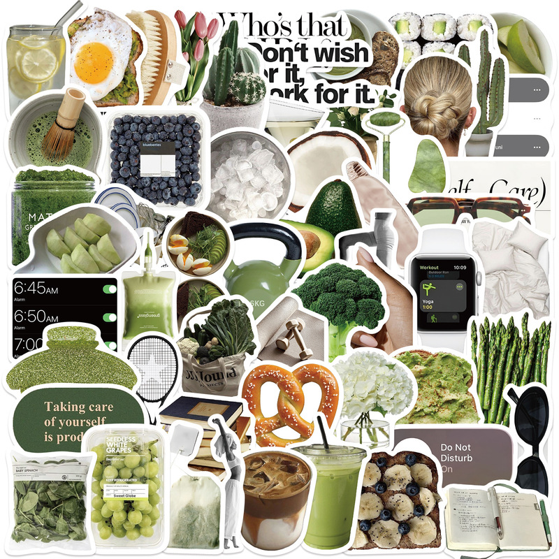 60 Clean Girl Self-Care Graffiti Stickers for Guitar, Notebook, Suitcase, DIY Waterproof Stickers, Cross-Border Wholesale