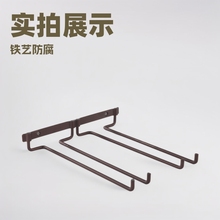 现货批发铁艺双排红酒杯架 挂墙式小体积酒杯收纳架