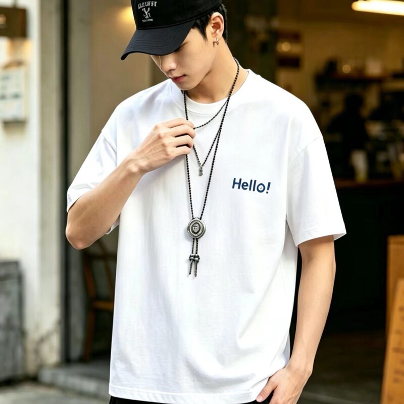 Summer New Printed Loose-Fitting Printed Cotton Short-Sleeved T-Shirt for Men and Women with Round Neck and Half Sleeves