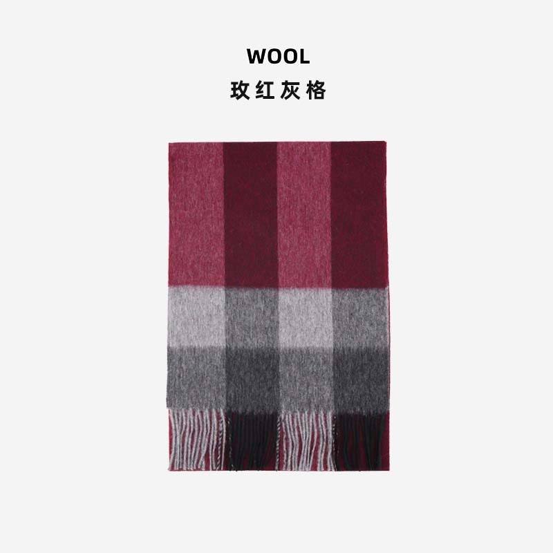 100% bufandas de lana roja simple coreano otoño invierno atmósfera sensación de cuello sensación de alto nivel de regalo de reunión anual de chal universal