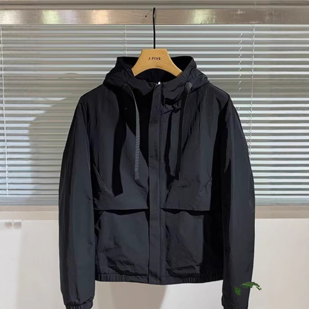 Nuova giacca minimalista da uomo autunno e inverno, giacca casual in cotone, giacca corta alla moda, top con cappuccio slim fit, alla moda_voghion.com