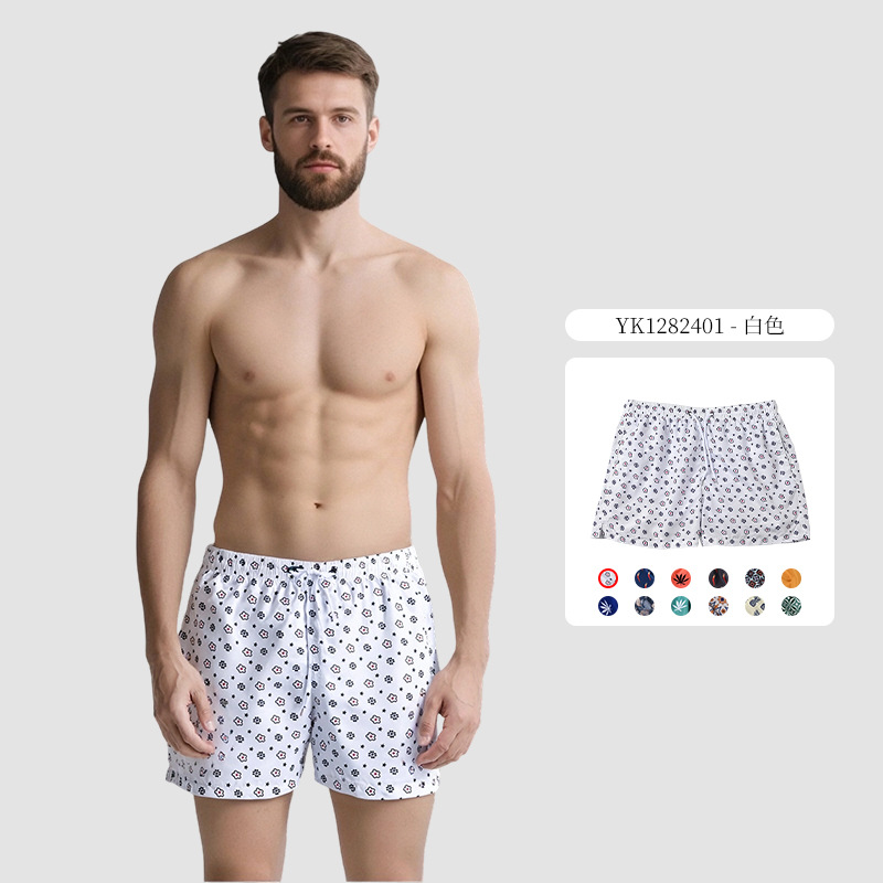Pantalones cortos con cordones con estampado digital de cuatro puntos para hombres Chunyafang Pantalones de playa de vacaciones junto al mar de moda casual de código europeo