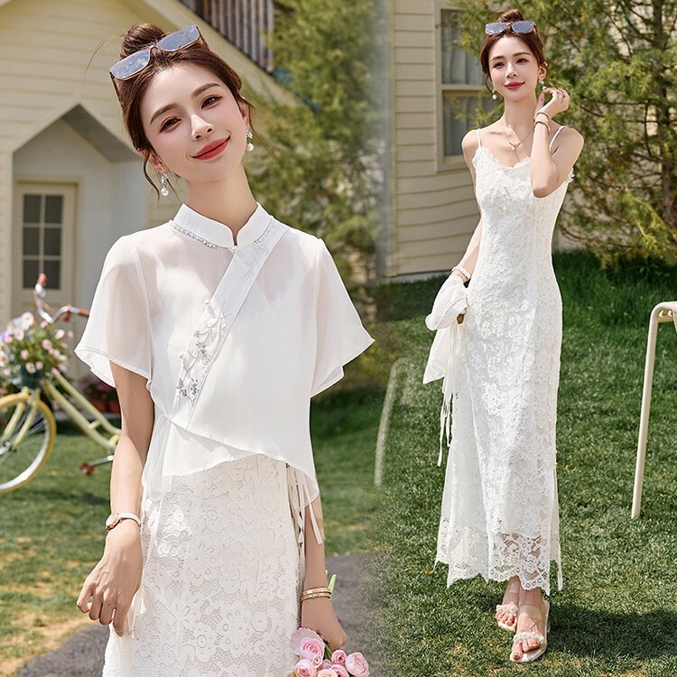 Women's Clothing Source Factory 5-Piece Dress Set in Off-White Tencel Blend, Unique Street Style, Loose Fit