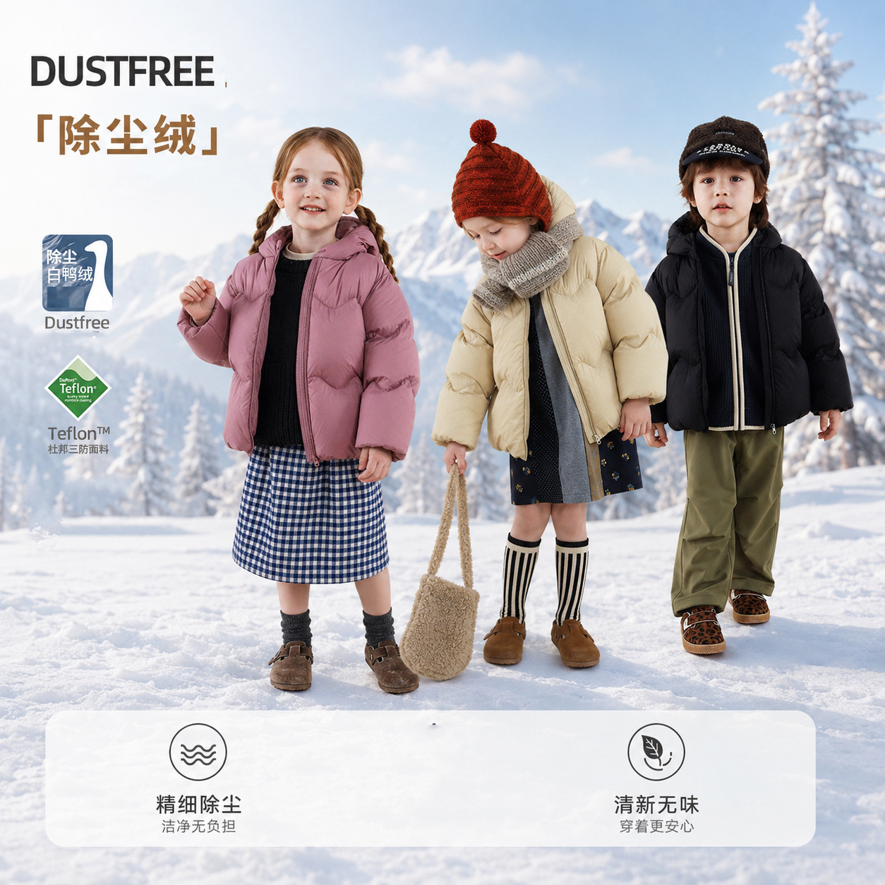 Girls' big wavy down jacket, children's clothing, heat-retaining, thickened hooded down coat, children's puff-shaped outdoor essential.