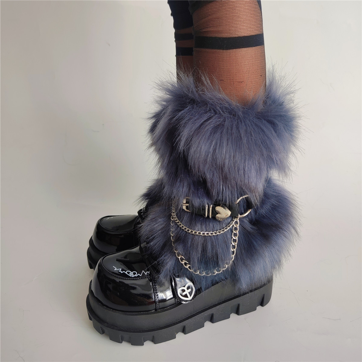 Spice Girl plys-benmuffer Kædenitter Behårede kvinders fodkuffer Millenials langt hår for varme_voghion.com