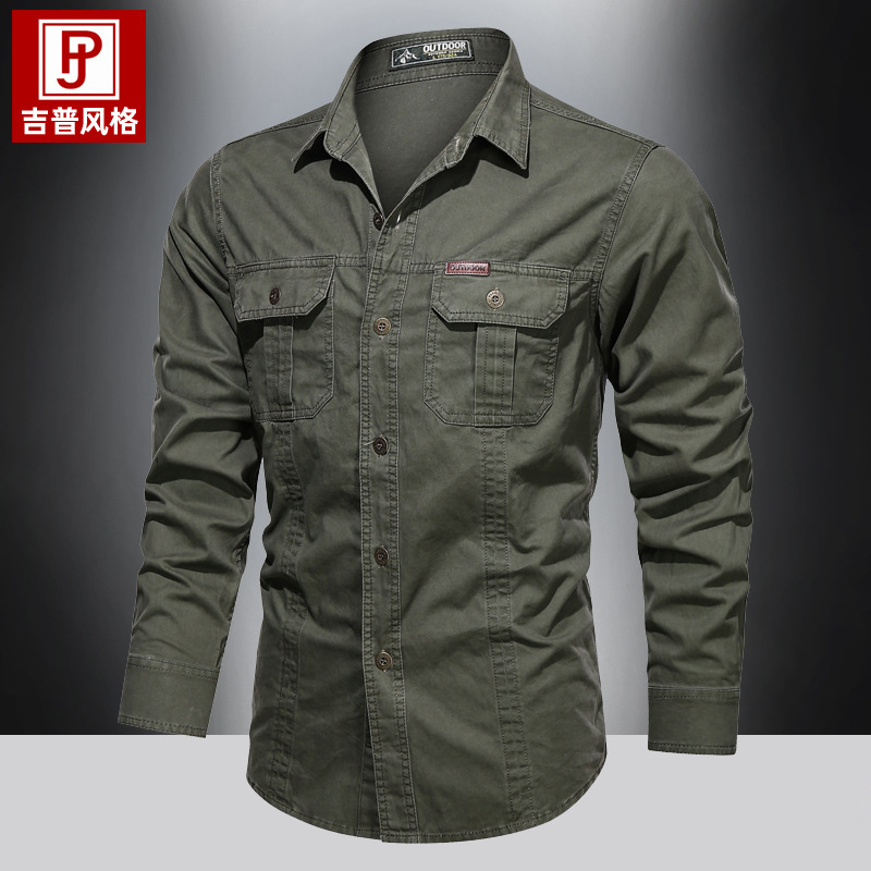 2026 Spring and Autumn Men's Long-Sleeve Cotton Shirt, Men's Autumn Shirt, Loose Outdoor Casual Workwear Top Jacket 2026 Spring and Autumn Men's Long-Sleeve Cotton Shirt, Men's Autumn Shirt, Loose Outdoor Casual Workwear Top Jacket