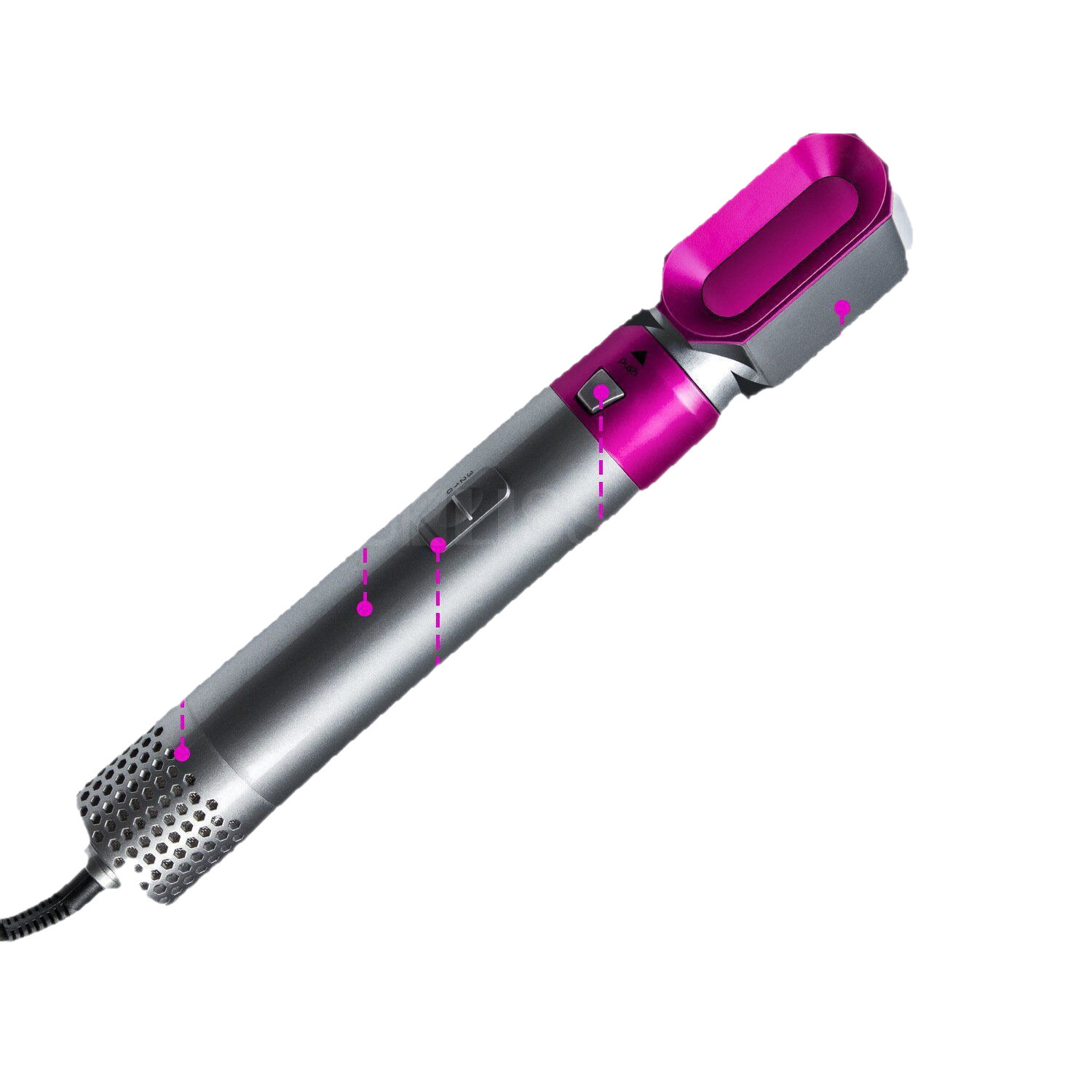 Cross-border 5 - in - 1 pein de secador de cabello caliente auto-caldo eléctrico rodillo enderezador barra de absorción de cabello seca y húmeda barra de rizado doble uso peine de cabello recto