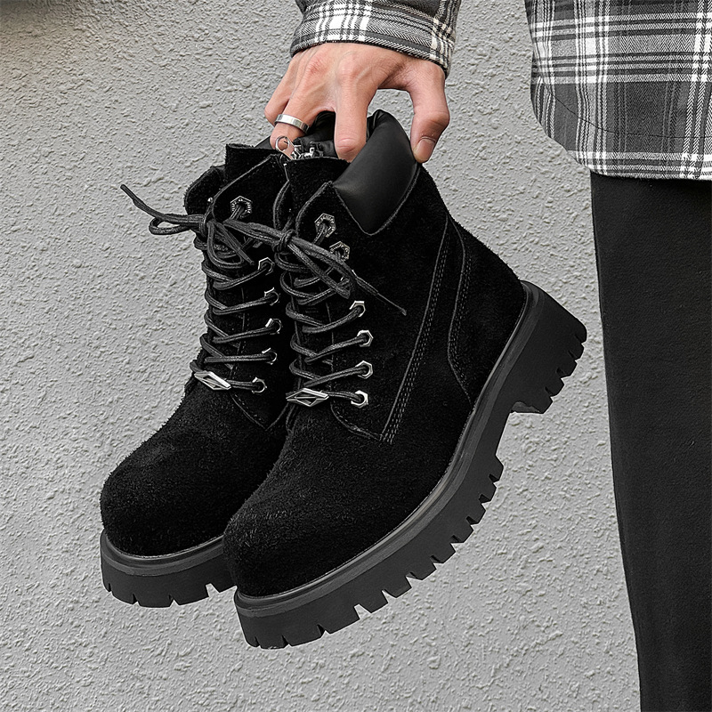 Men's Martin Fashion Height-Increasing British Style High-Top Motorcycle Workwear American Casual Ankle Boots 2025 Fall/Winter New Arrivals_voghion.com