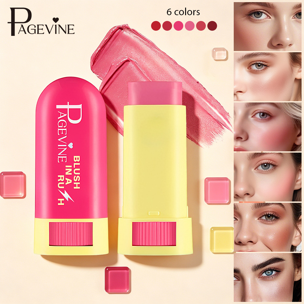 Cross-border PAGE VINE blush stick multipropósito impermeable maquillaje natural mate rotativo blush stick