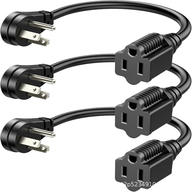 8inch (Approximately 20.3cm) 45-Degree Low-Profile Flat Plug 3-Prong Male-To-Female Power Socket Protector 8inch (Approximately 20.3cm) 45-Degree Low-Profile Flat Plug 3-Prong Male-To-Female Power Socket Protector