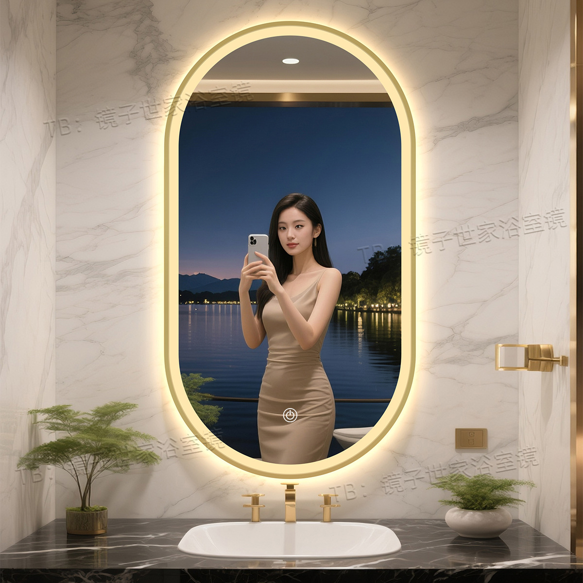 Espejo de baño de hotel de estrellas iluminación led espejo inteligente marco de aluminio inodoro espejo anti-nebble inodoro tipo de pared