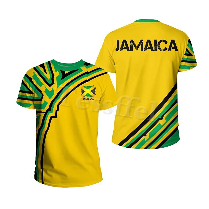 Tessffel Jamaica Lion Emblem Summer New Fashion 3D Printed T-Shirt Men's and Women's Short Sleeve T-Shirt Streetwear