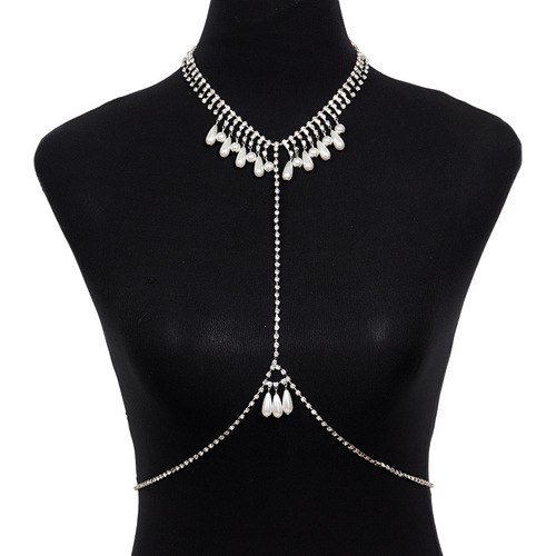 Sweet and cool cross-border jewelry chest chain, sexy and simple lady claw chain chest decoration, internet celebrity pearl, fashionable and elegant body chain