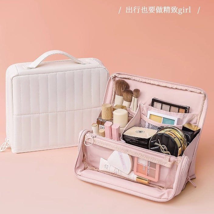 Bolsa de lavado portátil para mujeres de pie, bolsa de almacenamiento de maquillaje multifuncional de alta gama, bolsa de maquillaje de viaje, gran capacidad