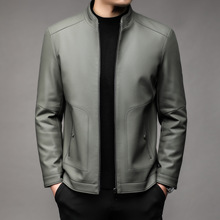 外贸爆款真皮皮衣男海宁绵羊皮秋冬季中年爸爸皮夹克休闲立领外套
