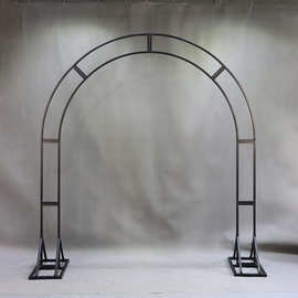 新款婚庆道具铁艺拱门婚礼舞台礼堂背景拱门架子拱形装饰花架制定