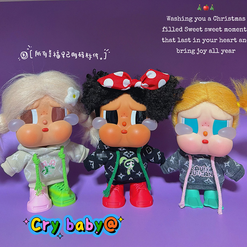 Only the Clothes】Cry Baby Doll Clothes, Changeable Outfits, Crying Doll Sweater, Vinyl Clothes, Blind Box Doll Replacement Hoodie