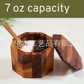 木制调味盒实木盐罐厨房调味瓶盐盒胡椒粉调料罐实木储物盒