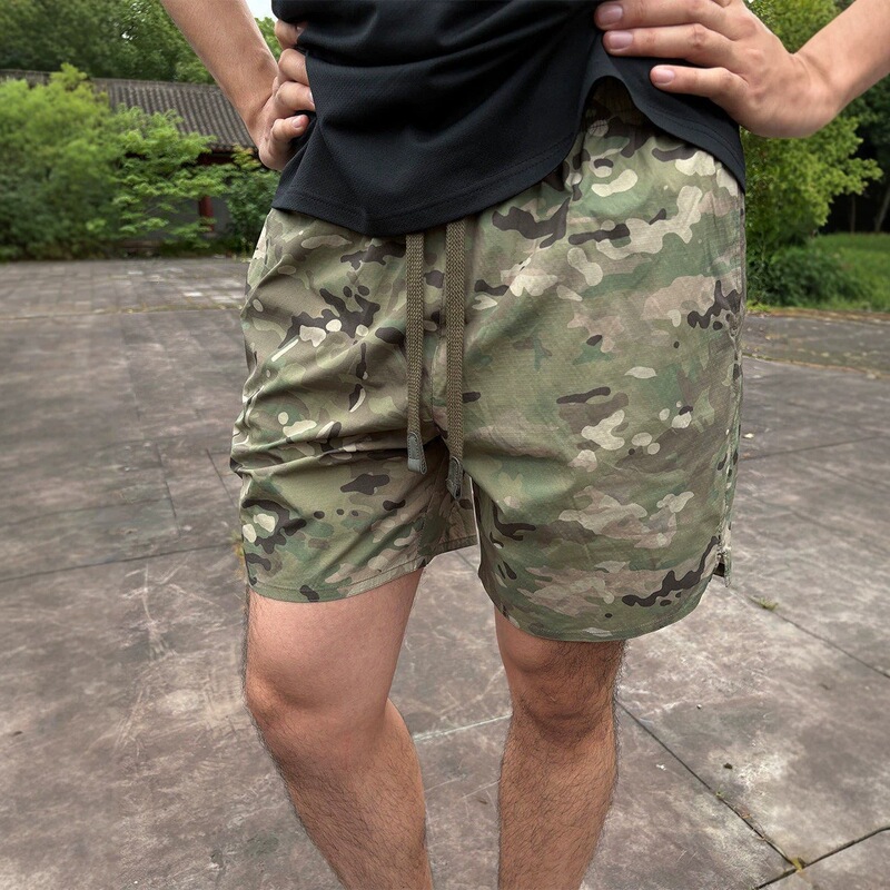 Versatile American-Style Thin Camouflage Sports Shorts for Men, Summer Outdoor Functional Quick-Dry Pants, Loose Casual Shorts