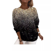 跨境亚马逊temu圣诞节春季新款数码印花圣诞圆领卫衣女款休闲百搭