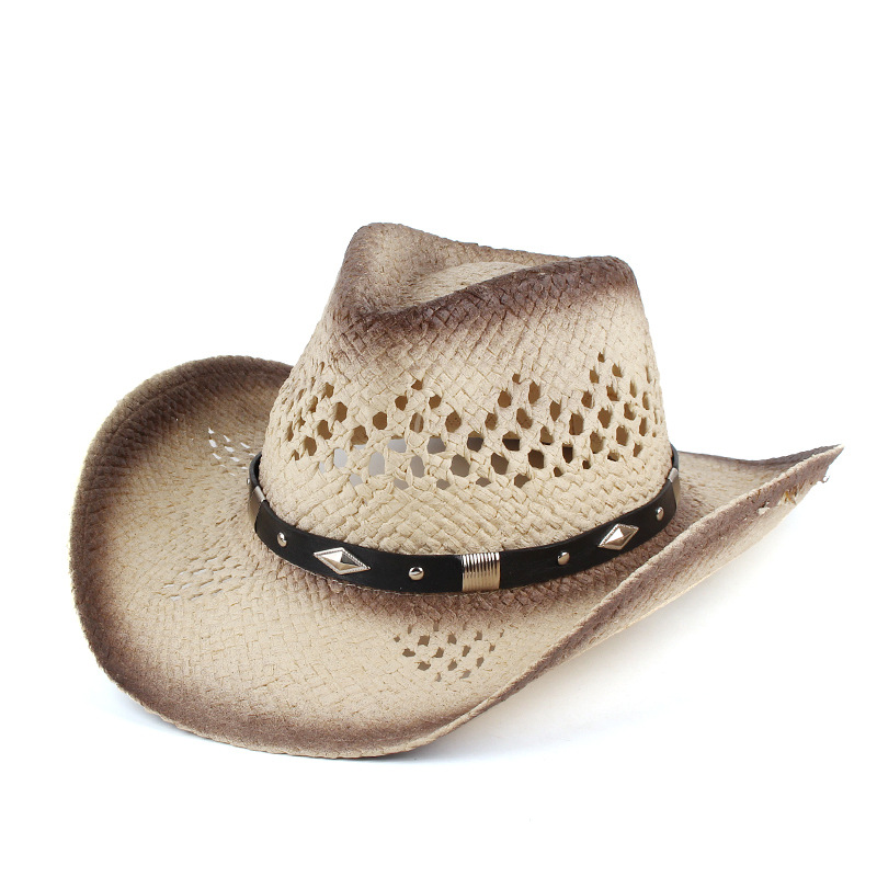 Primavera y verano nuevos hombres y mujeres pareja casual Denim sombrero de paja sombrero tejido a mano de estilo europeo y americano sombrero de protección solar de viaje al aire libre
