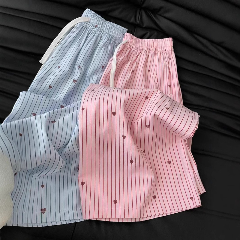 [Exclusive for Southeast Asia] Pink Striped Casual Pants Women Summer Thin Loose High Waist Slim Wide Leg Pants