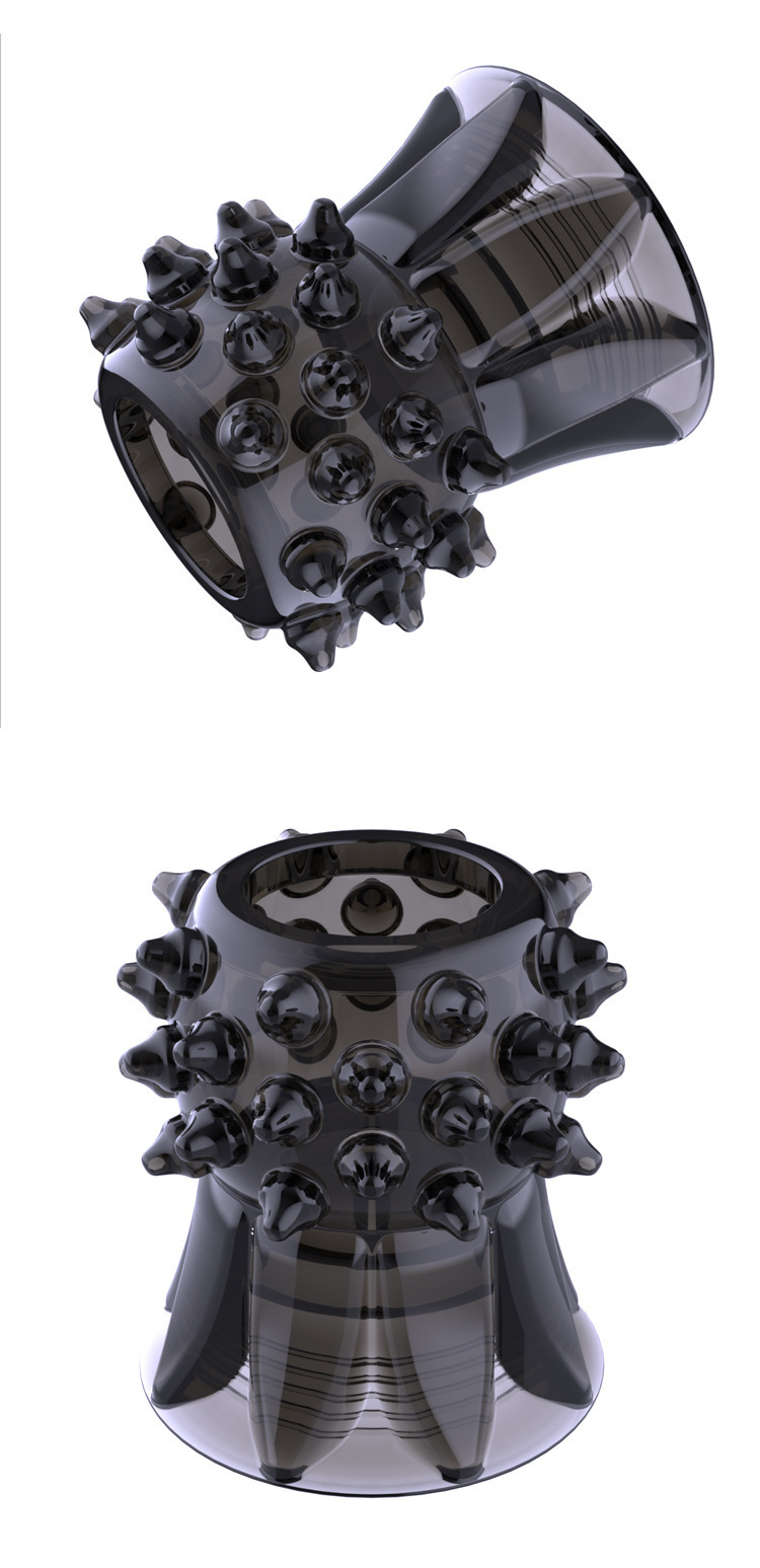 Men’s Spiked Lock Ring TPE Penis Collar, Transparent Black Delay Ring for Couples — detail image 13