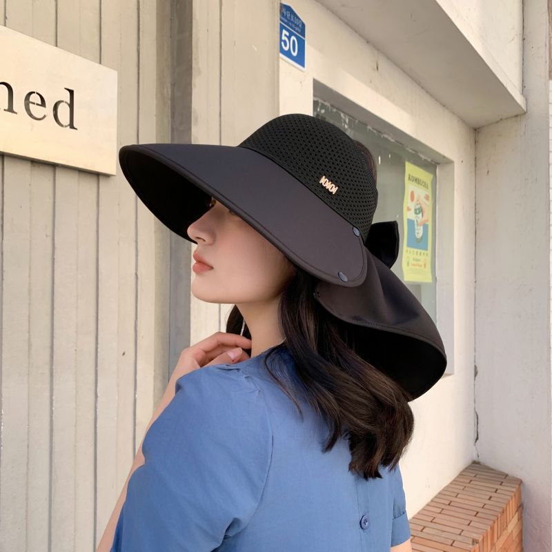 大きなつばの日よけ帽子夏の新しい日よけ麦わら帽子女性のフルカバー漁師の帽子顔を覆うサイクリング日焼け止め帽子屋外帽子|undefined