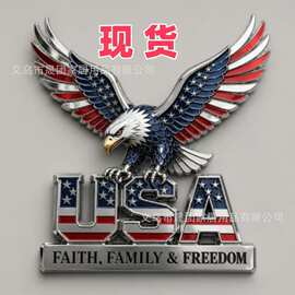 跨境新品 USA Faith Family Emblem美国国旗老鹰金属徽章装饰摆件