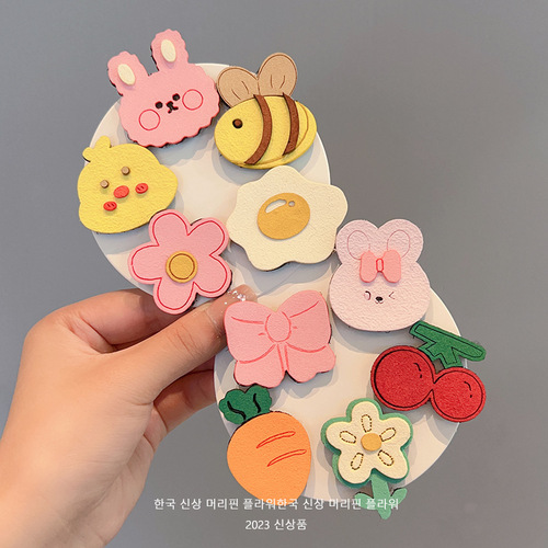 Girls Cartoon Forehead Bangs Sticker Cute Children's Broken Hair Artifact Baby Velcro Sticker Baby Fetal Hair Clip Headgear
