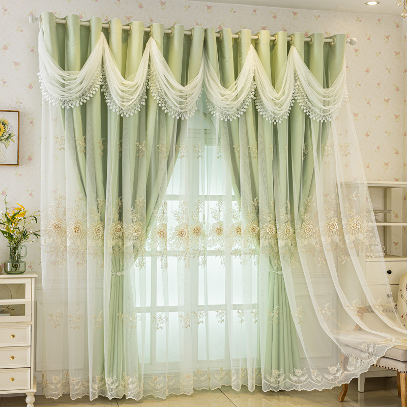 Nuevas cortinas europeas 2025 tela de sombra en relieve en una sala de estar de doble capa dormitorio bordado princesa viento