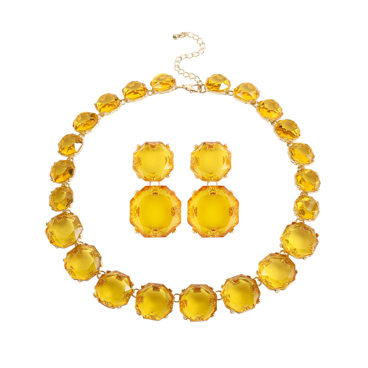 85g Weight Rhinestones Inlay Material Earrings, Necklace Classification Daily Occasion Alloy Material Geometric Pattern Women'S Gender Inlay Design Fashion Style Fashion Geometric Alloy Inlay Rhinestones Women's Earrings Necklace 4