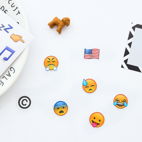 Emoji sticker pack for iPhone, WeChat, QQ, planner & album DIY decorative stickers featuring cute smiley-crying face designs