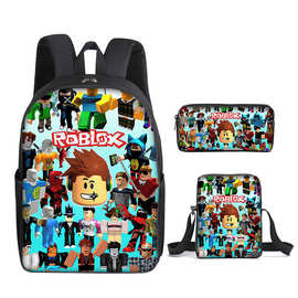 Roblox书包三件套罗布乐思游戏周边中小学生背包挎包笔袋来图定制