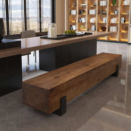 民宿实木长条凳酒店原木换鞋凳商场休息凳服装店木墩子长凳电视柜