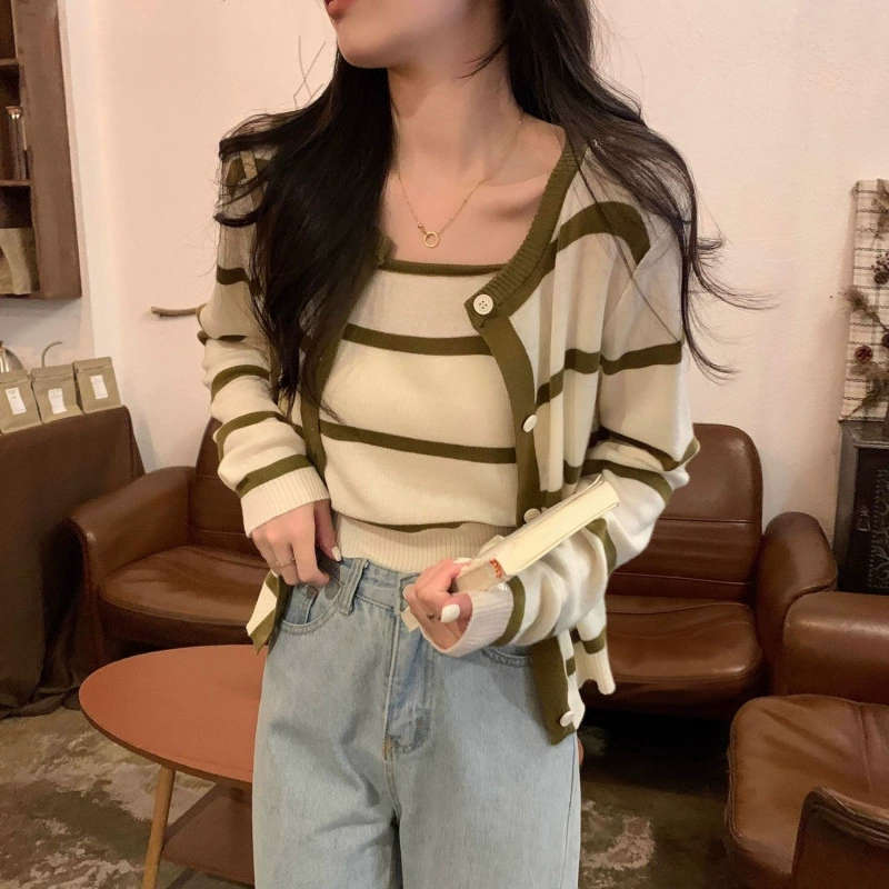 Универсальная кофта в длинном рукаве, кардиган, весенняя футболка, комплект, французский стиль, стиль Chanel