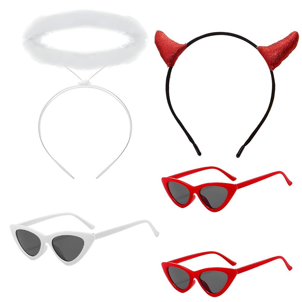 Set de Halloween para el Festival de los Fantasmas, diadema con cuernos de diablo, tridente, accesorios, alas de diablo, cola de diablo