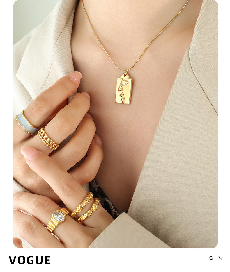 Fashion Portrait Titanium Steel Plating Pendant Necklace 1 Piece