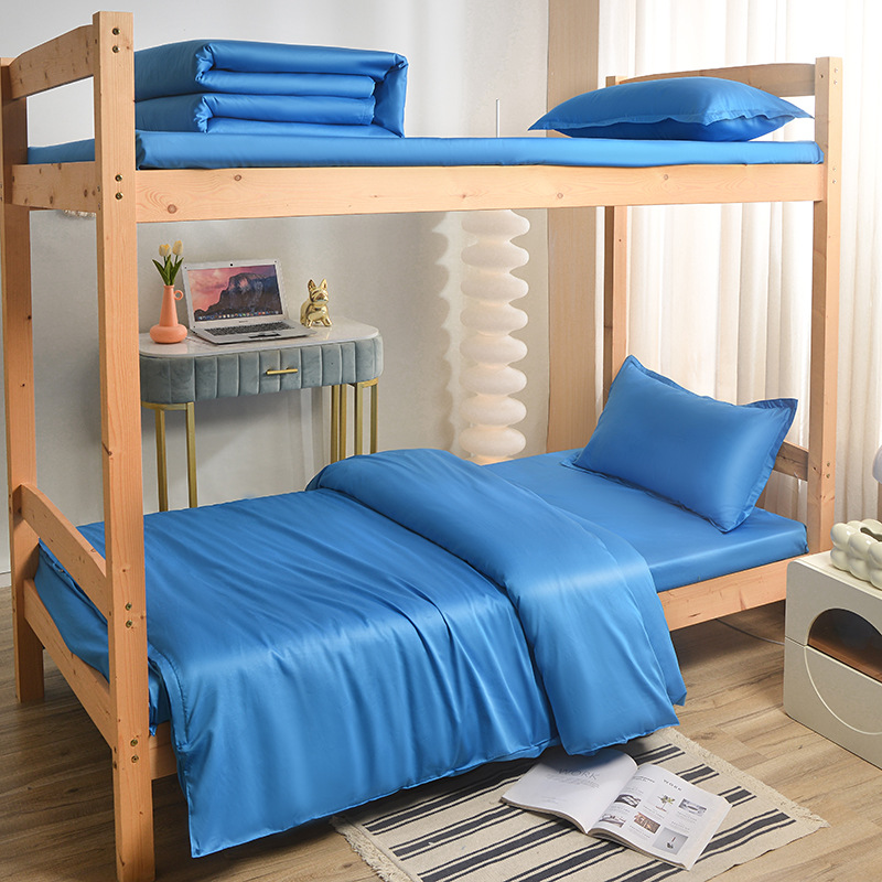 Juego de sábanas y funda nórdica de tres piezas, sábana ajustable de clase A, cama individual de dormitorio de algodón puro, ropa de cama escolar, ropa de cama para estudiantes