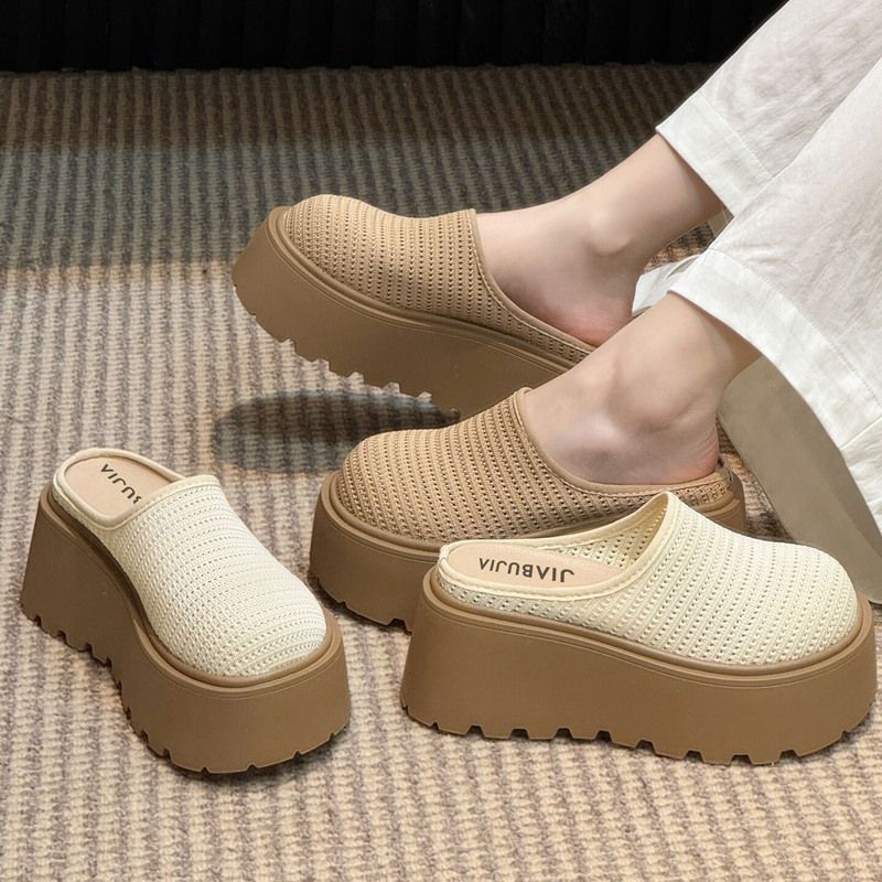 Baotou Half-Slippers for Women, 2026 New Spring Style Slip-On Mules, Thick-Soled Stunning Sandals