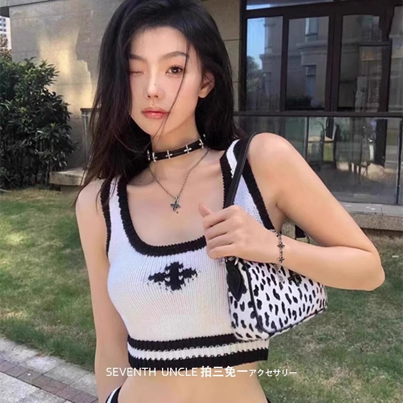 다크 크로스 플라워 스탠드 초커 칼라 여성 틈새 고급 감각 유 문명 스타 같은 스타일 목걸이 가죽 목걸이