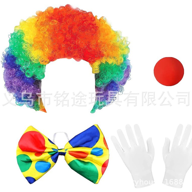 Joker Dress Up Performance Disfraces Colorido iridiscente Fan Cabeza explosiva Peluca Cabello rizado Cabello Cabello Funda Joker cos