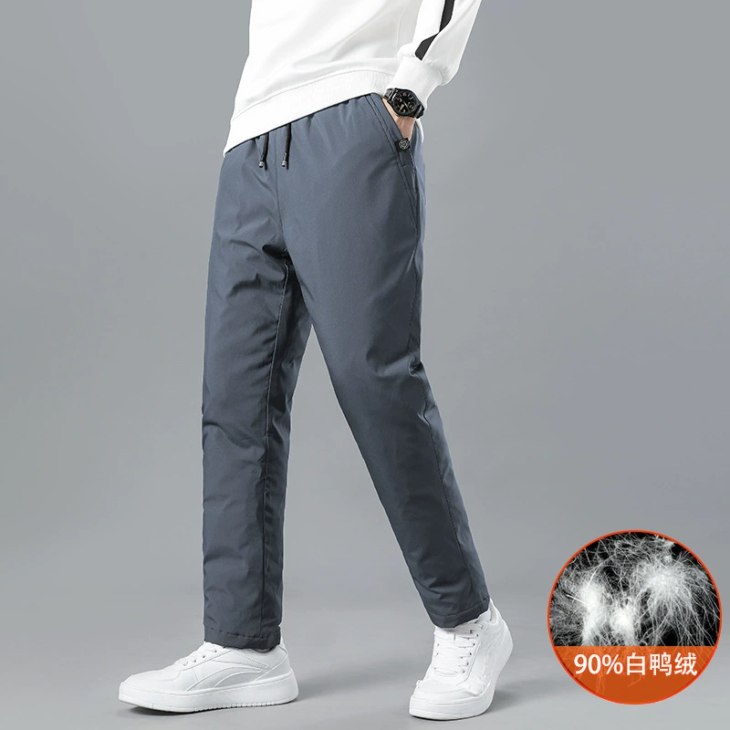 Ношение пуховых брюк для отдыха 90% белые штаны на утином пуху Новые осенне-зимние теплые брюки размера