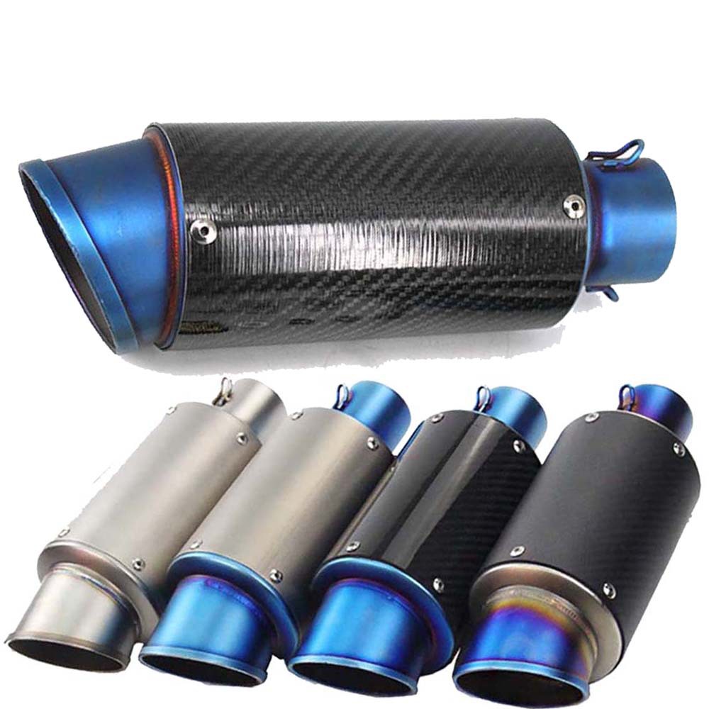 Motorcycle modified semi-blue oblique exhaust pipe straight carbon fiber exhaust pipe ZX4RR/RC390/Z800