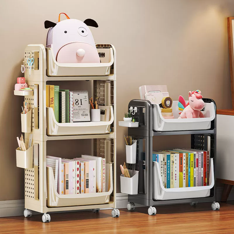 Книжные полки напольные бытовые простые многослойные детские игрушки на колесах