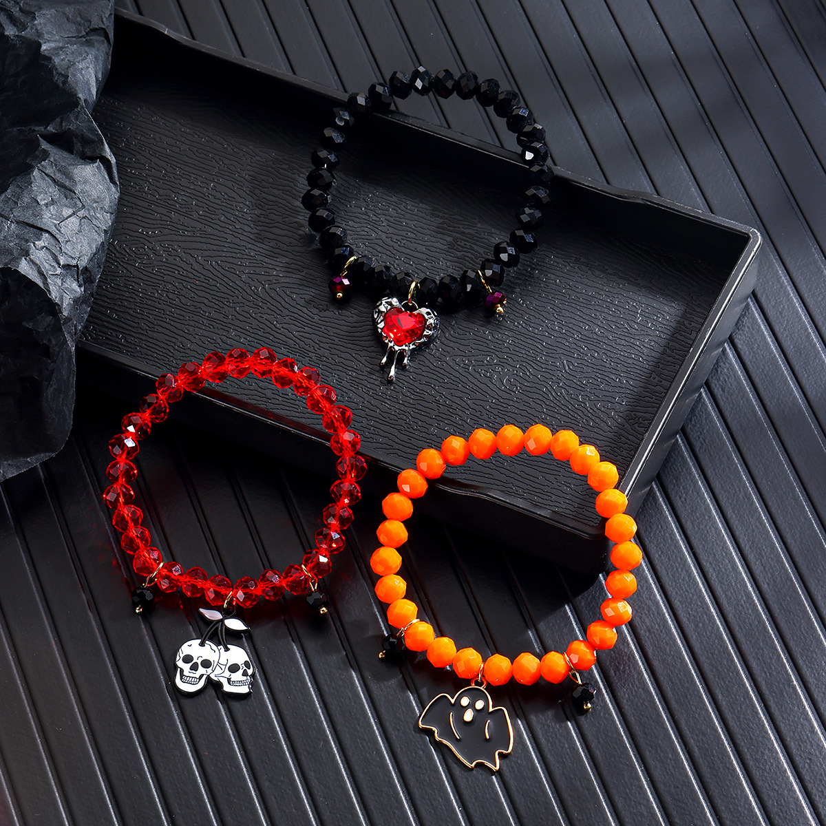 Beliebtes Halloween-Armband aus Polymer-Ton, Totenkopf-Kürbis-Perlenarmband, Damen-Kettenarmband, Urlaubsschmuck_voghion.com