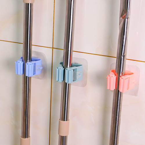 No punching and traceless mop rack storage mop hook bathroom bathroom wall-mounted broom hanger mop clip