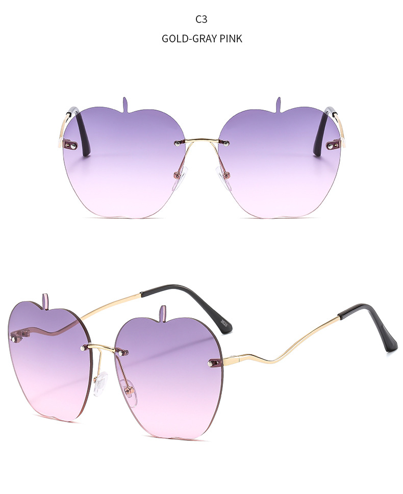 50g Weight Frameless Glasses Structure Sunglasses Classification PC, UV400 Protection, Gradient Tinted Lenses Lens Material Square Glasses Style Outdoor, Travel, Beach Occasion Apple Pattern All Seasons Season Unisex Gender Vacation, Novelty Style Vacation Novelty Apple PC UV400 Protection Gradient Tinted Lenses Square Frameless Women's Sunglasses 5