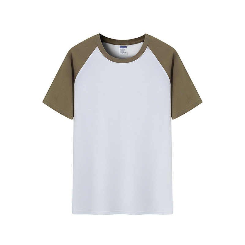 Verano nuevo 200g Raglan color a juego de manga corta camiseta juventud algodón retro contraste suelto color cuello redondo top