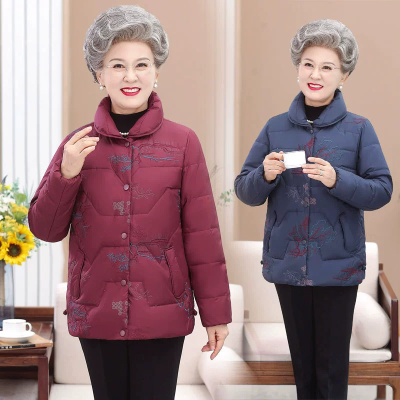 Пуховик для женщин среднего и пожилого возраста, Утепленное зимнее пальто для бабушки, короткое пальто с хлопковой подкладкой для матери, одежда для тещи, холодостойкая